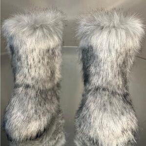 Gray Faux Fur Boots